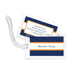 Navy and Tangerine Stripe Luggage Tags